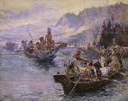 Charles M Russell Lewis and Clark on the Lower Columbia USA oil painting artist